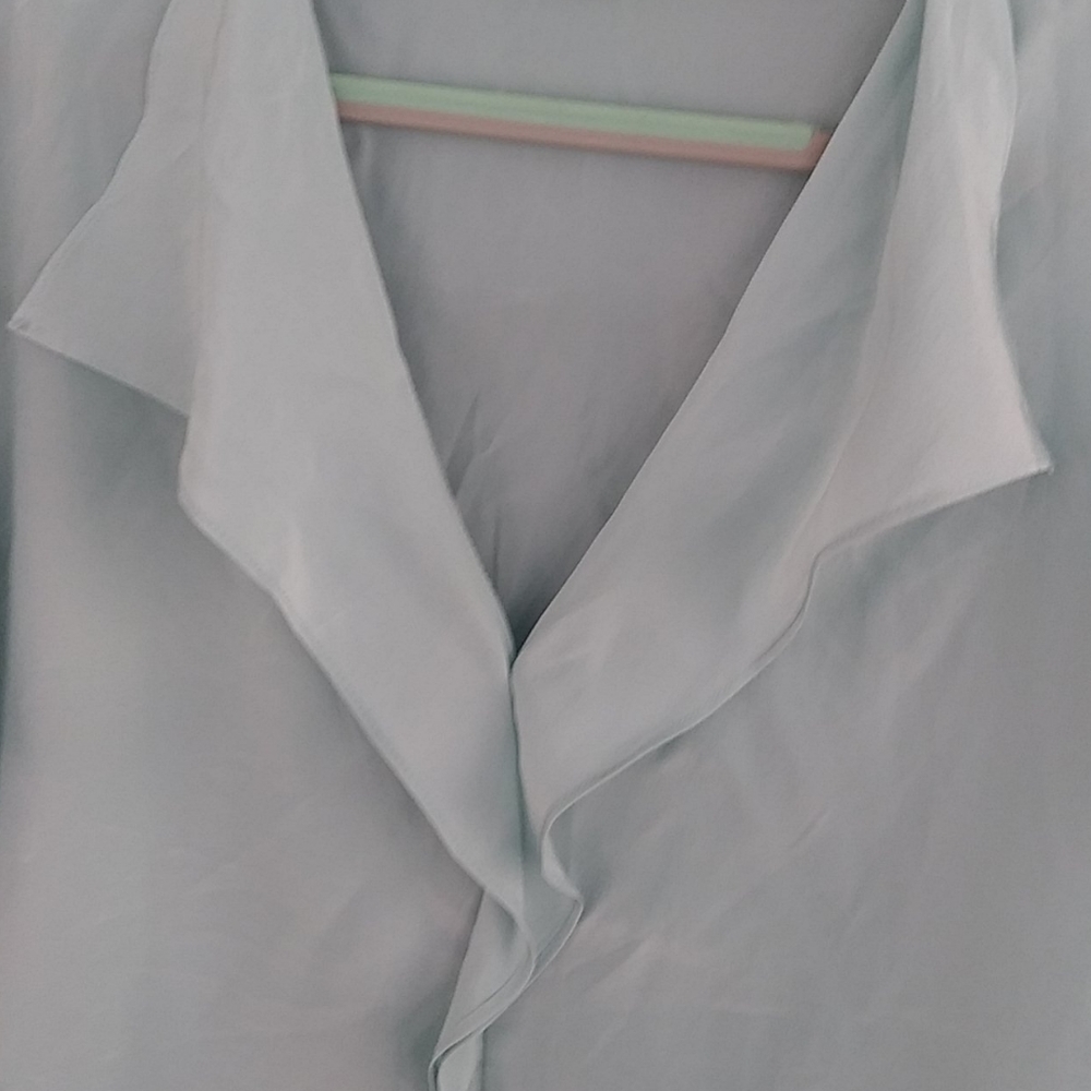 Pendleton 100% Silk Light Teal Button Down Blouse - image 2